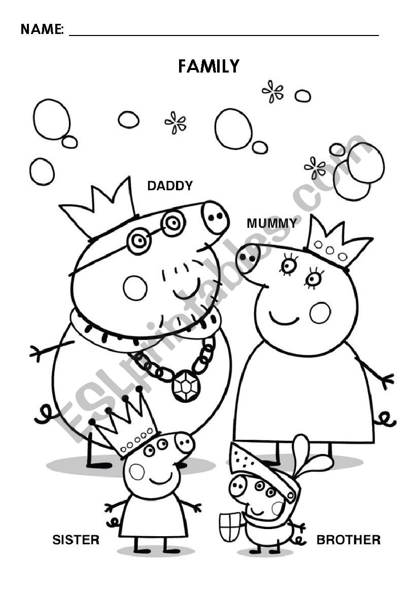 Peppa Pig Family worksheet