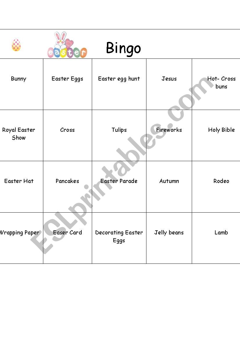 Easter Bingo Part 3 worksheet