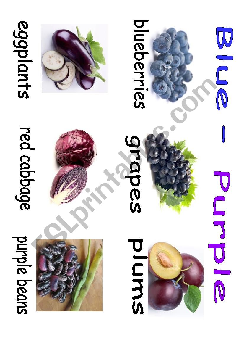 Healthy Food - Blue - purple worksheet