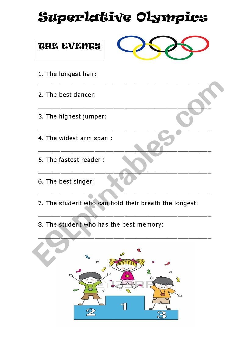 Superlative Olympics worksheet