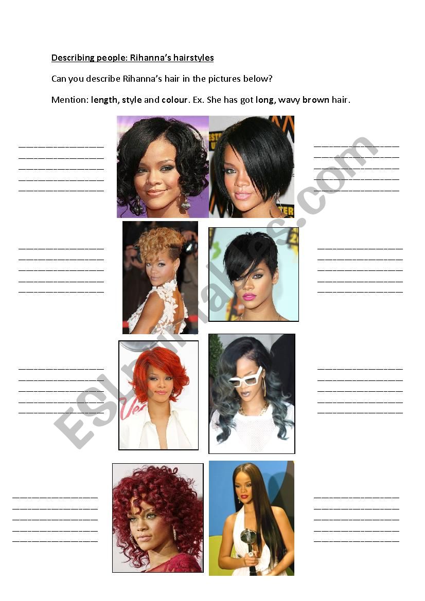 Describing people: Rihannas hair
