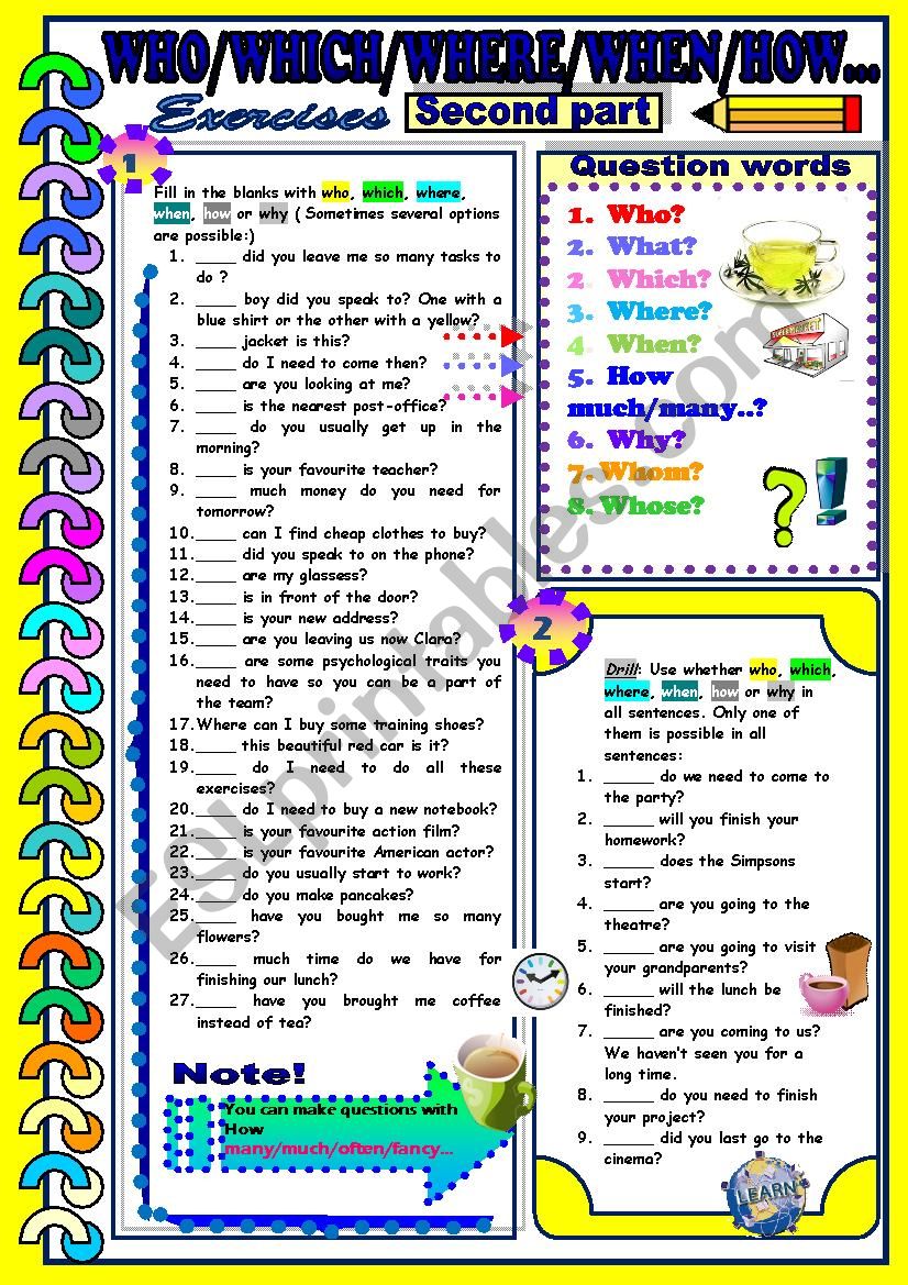 Question Words-When, Where, How many/much,Why...Second part