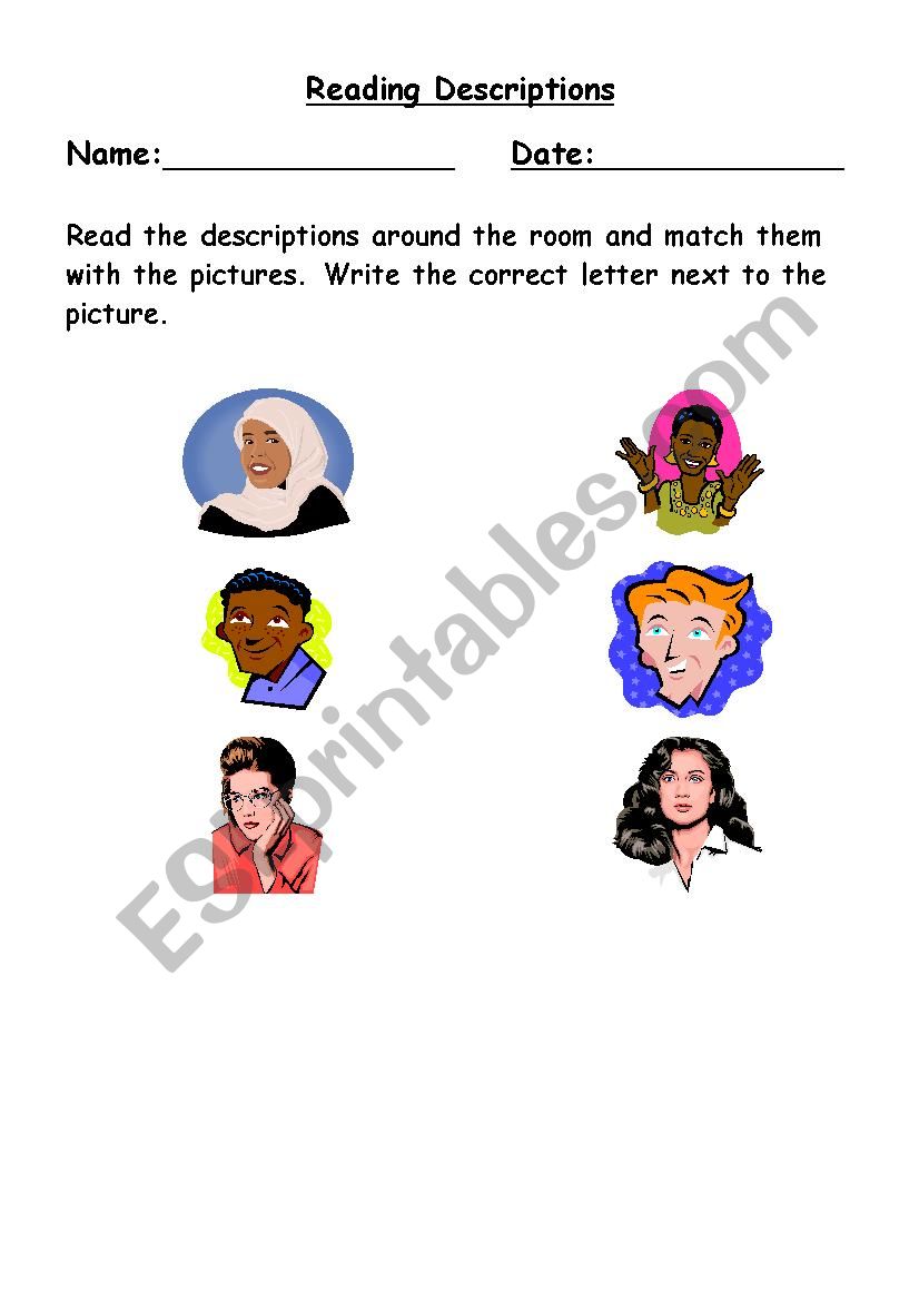Describing people - match text to pictures