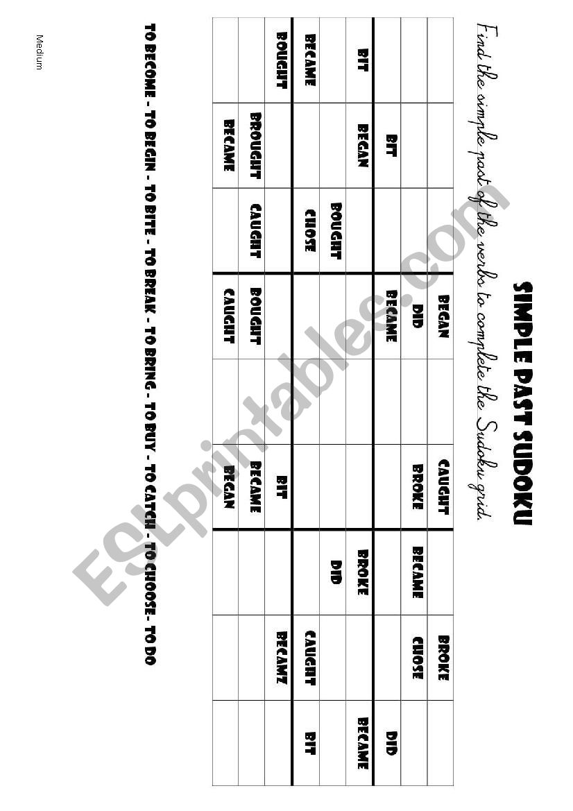 Simple past Sudoku - medium/hard