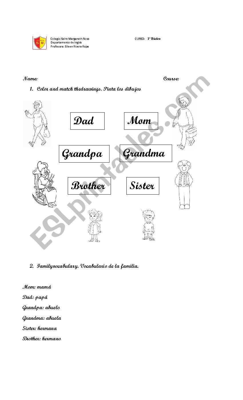 Family Members worksheet