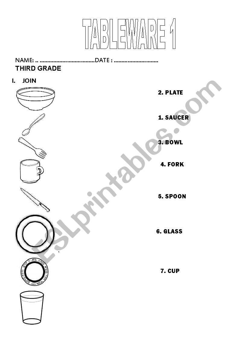 TABLEWARE 1 worksheet