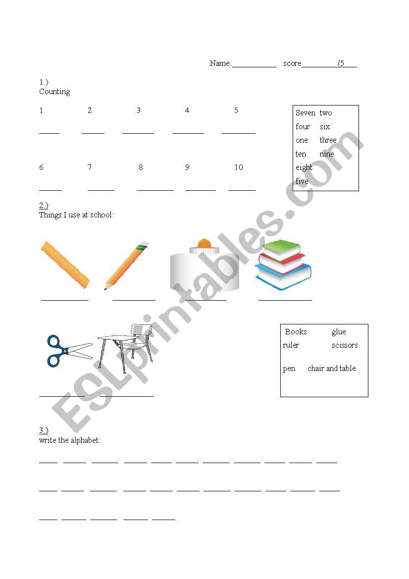 english test worksheet