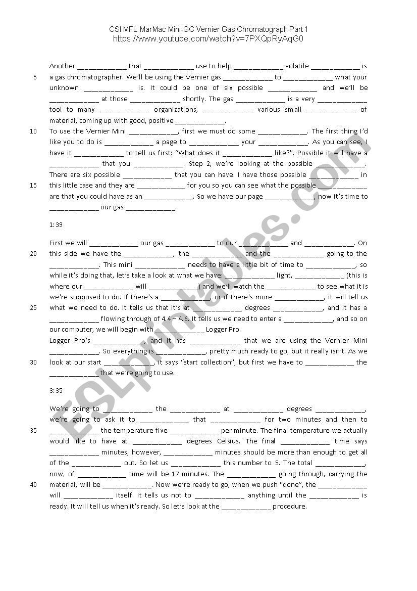 Gas chromatographer listening comprehension