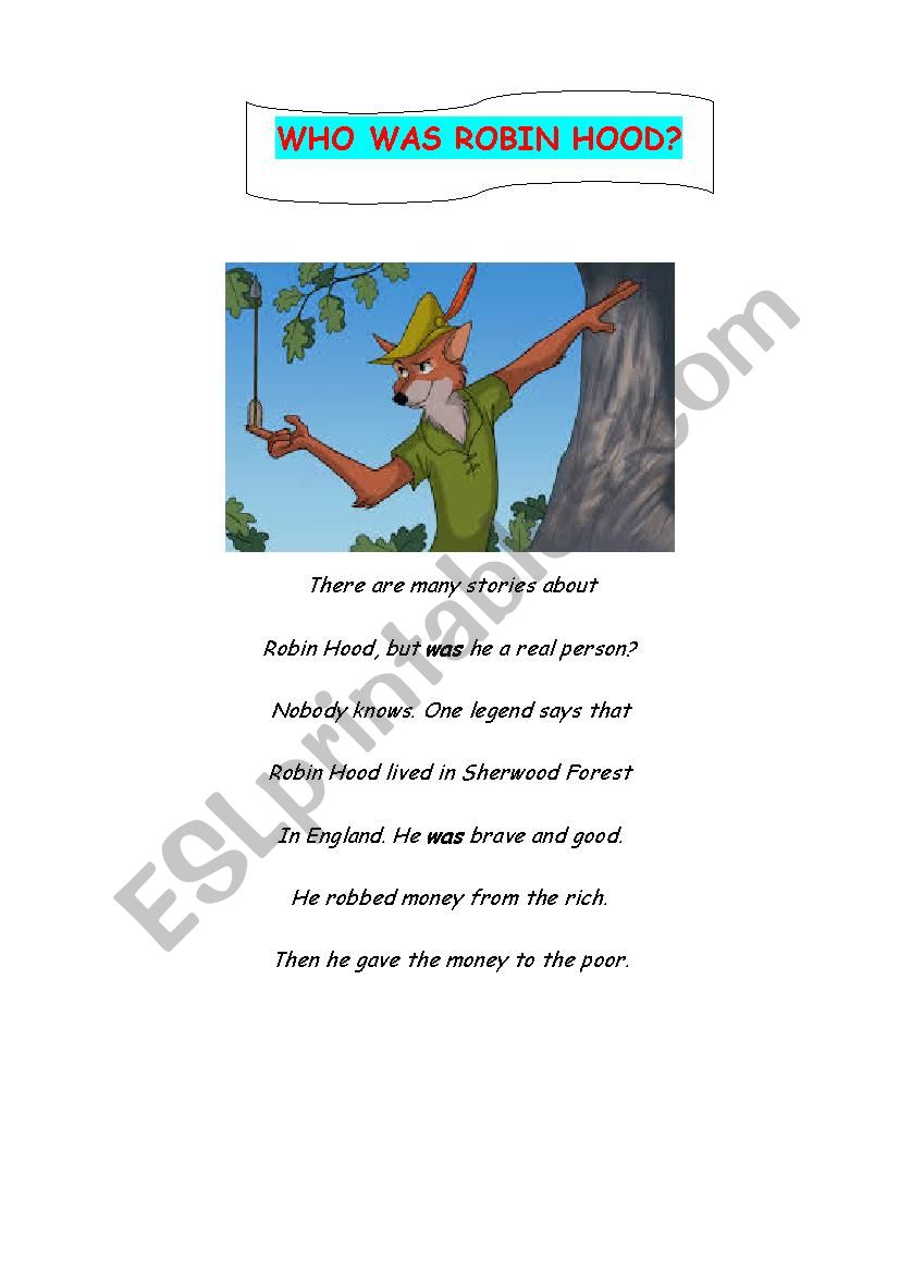 Who was Robin Hood? worksheet