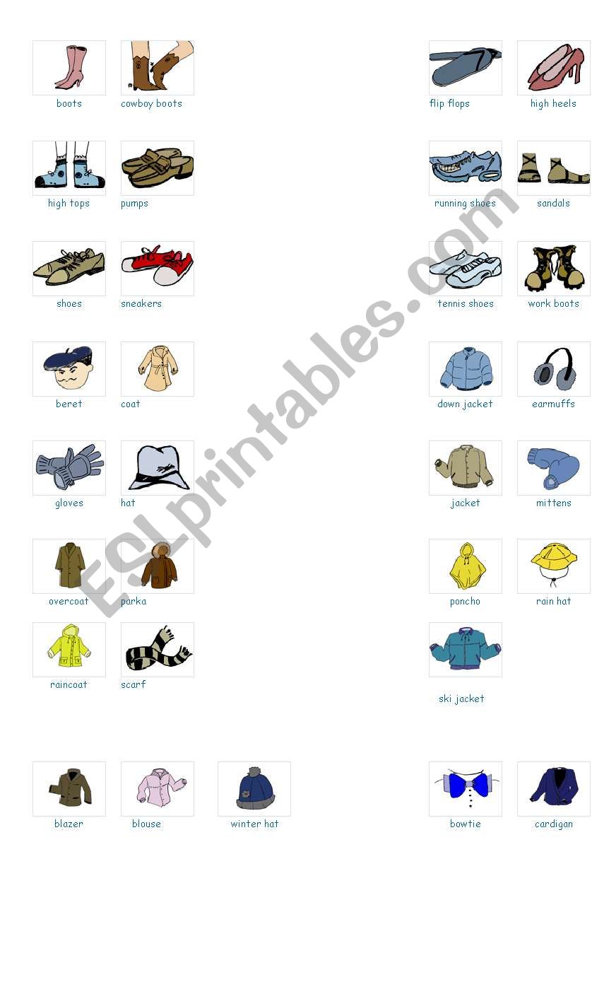 worksheet vocabulary clothes and accesories