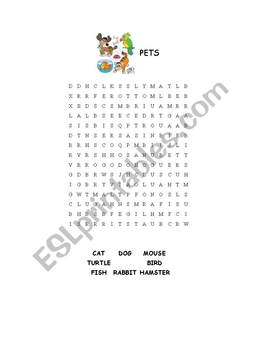 Pets worksheet