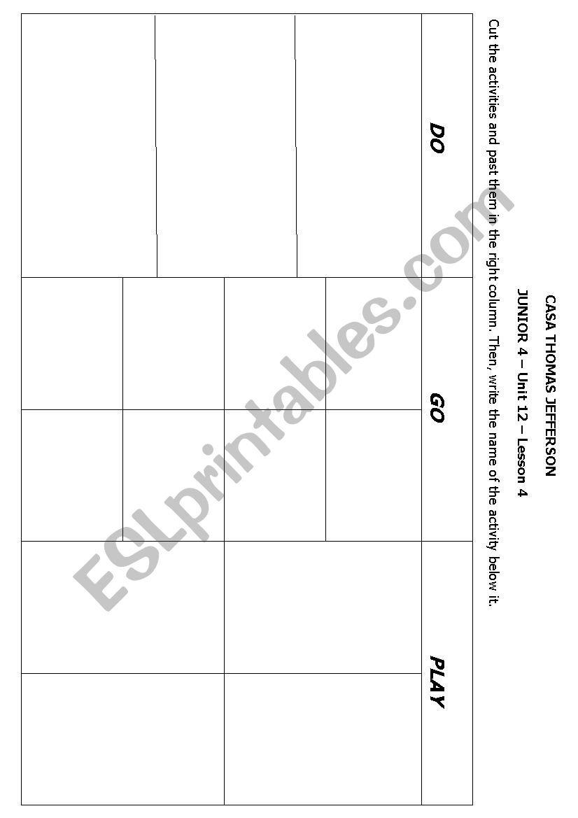 Do, play, go worksheet Do, play, go worksheet
