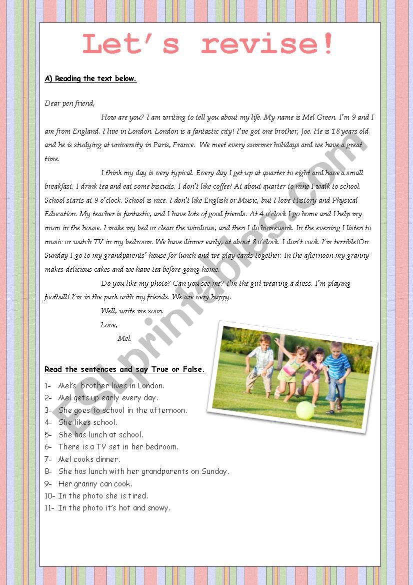 Lets Revise! 1 worksheet