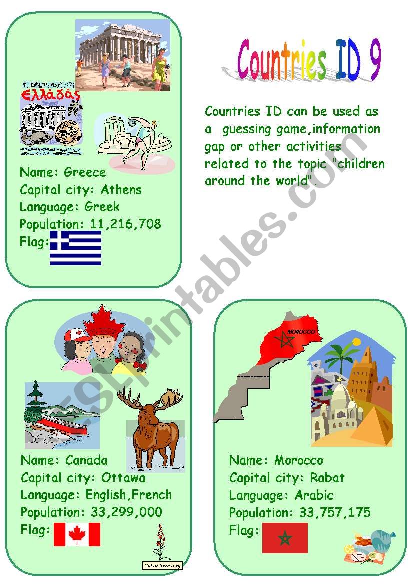 Countries ID 9 worksheet