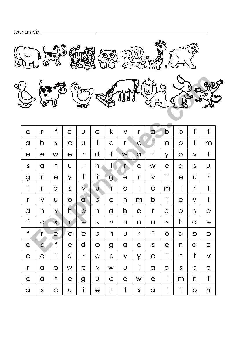 Animals worksheet