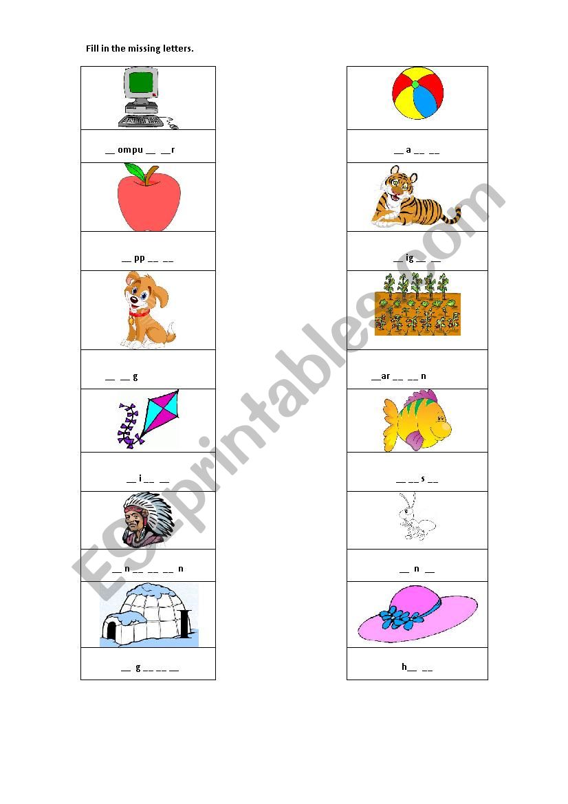 Alphabet Words worksheet