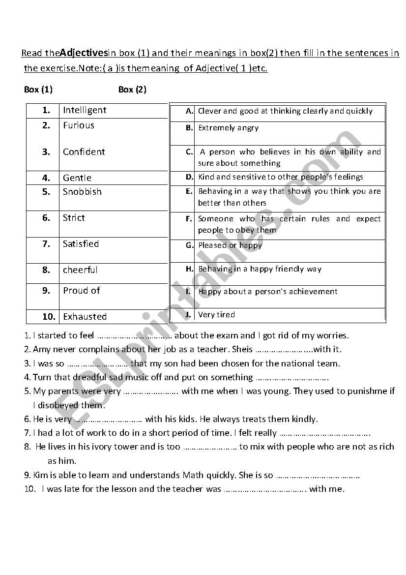 Adjectives  worksheet