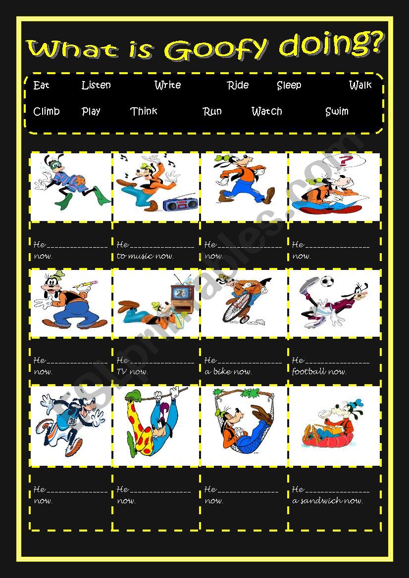 what is goofy doing now? worksheet