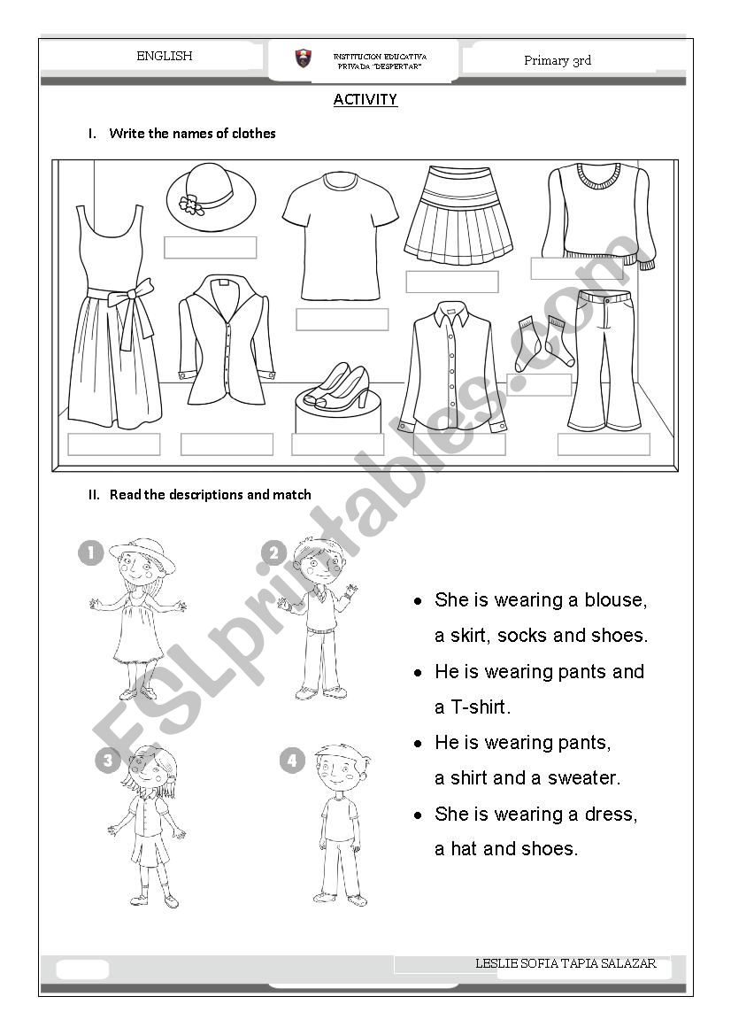 Clothes worksheet