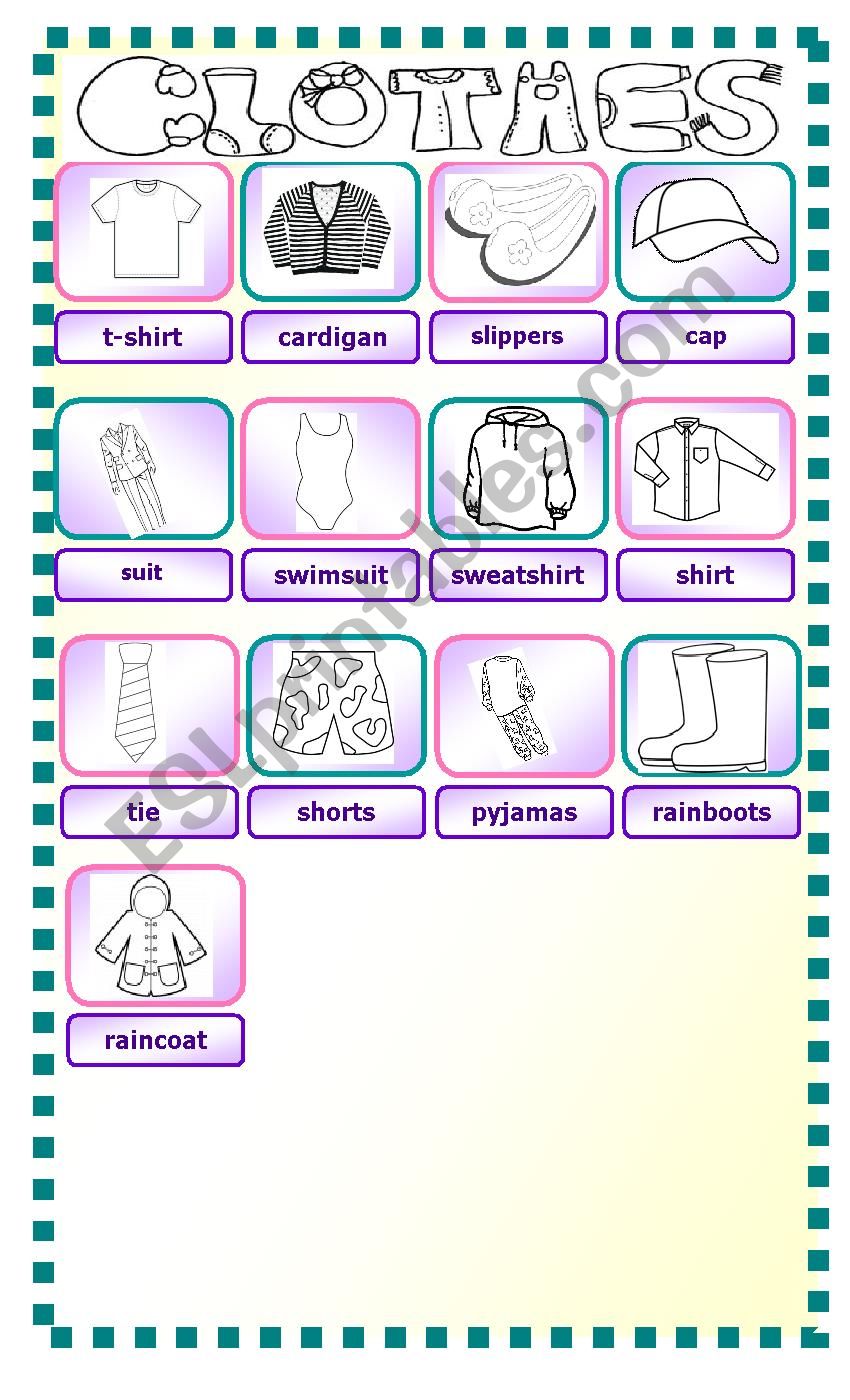 Clothes pictionary - II worksheet