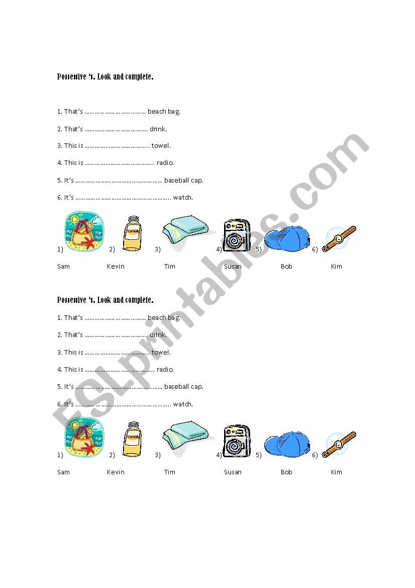 Possessives worksheet