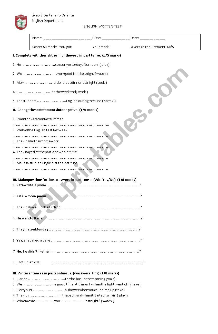 prueba segundo worksheet