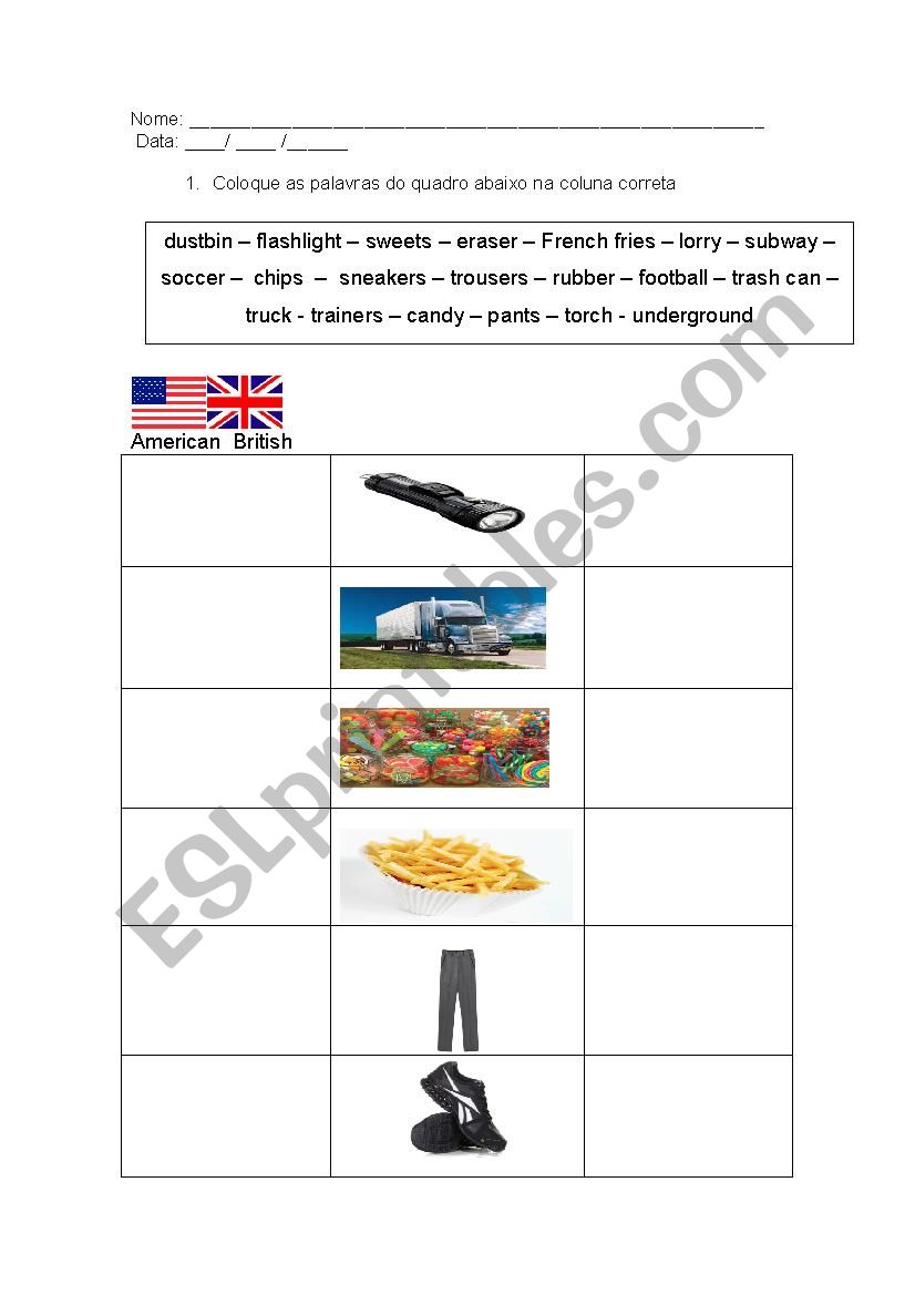 British or American? worksheet