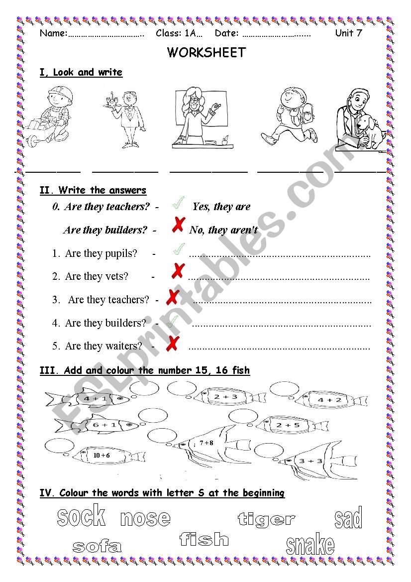 revise about jobs, numbers 15-16 and sound /s/