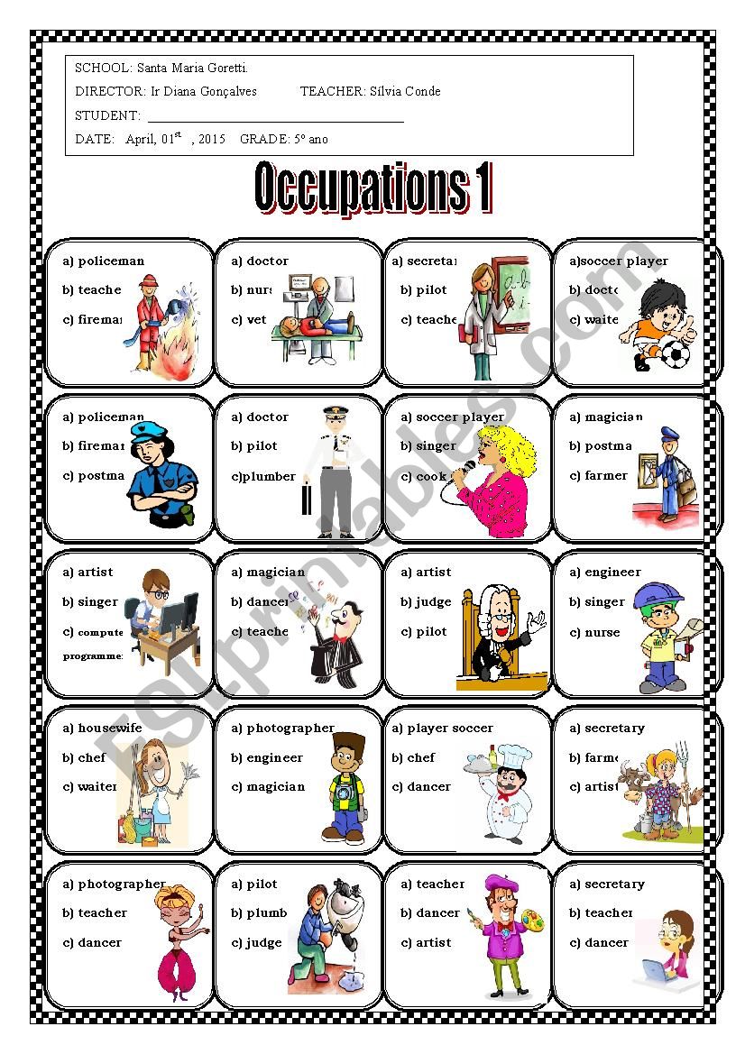 Occupation worksheet