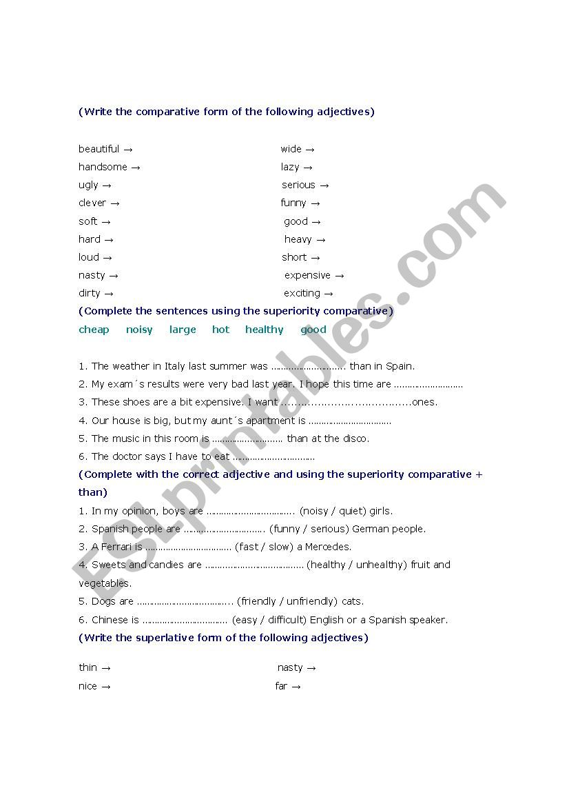 Comparative and superlative adjectives