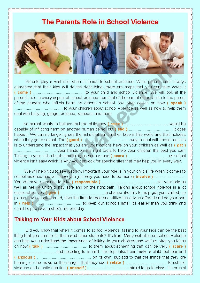 The Parents Role in School Violence