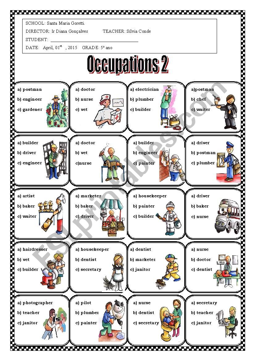 Occupation worksheet