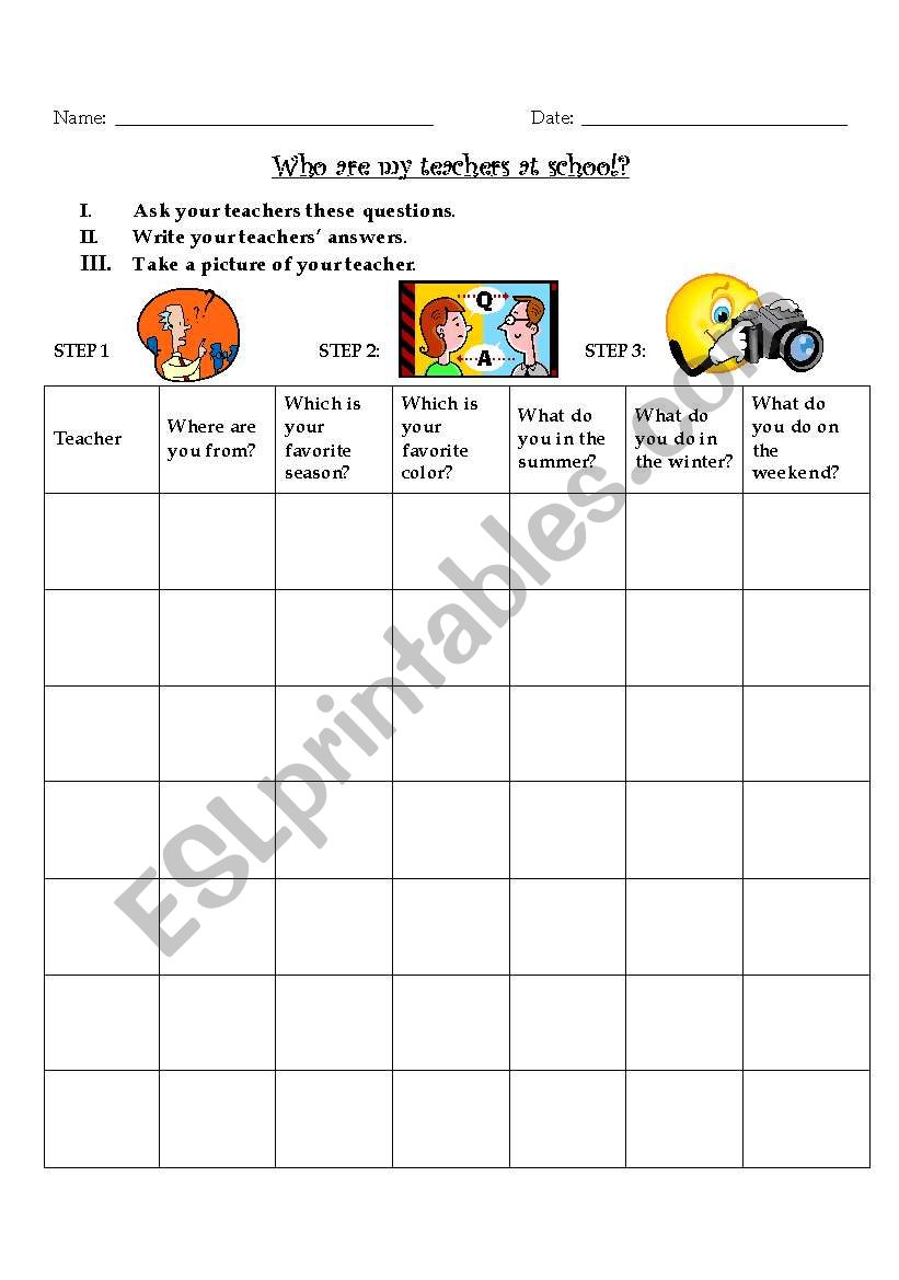 Who are my teachers? worksheet