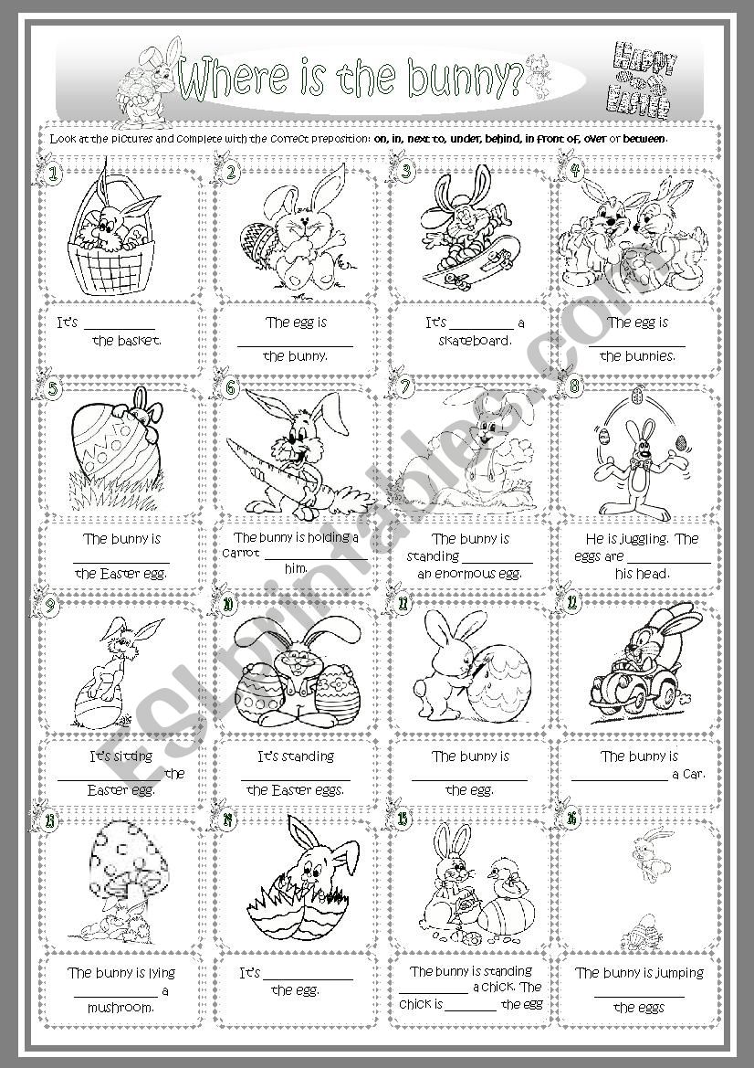 Easter prepositions worksheet