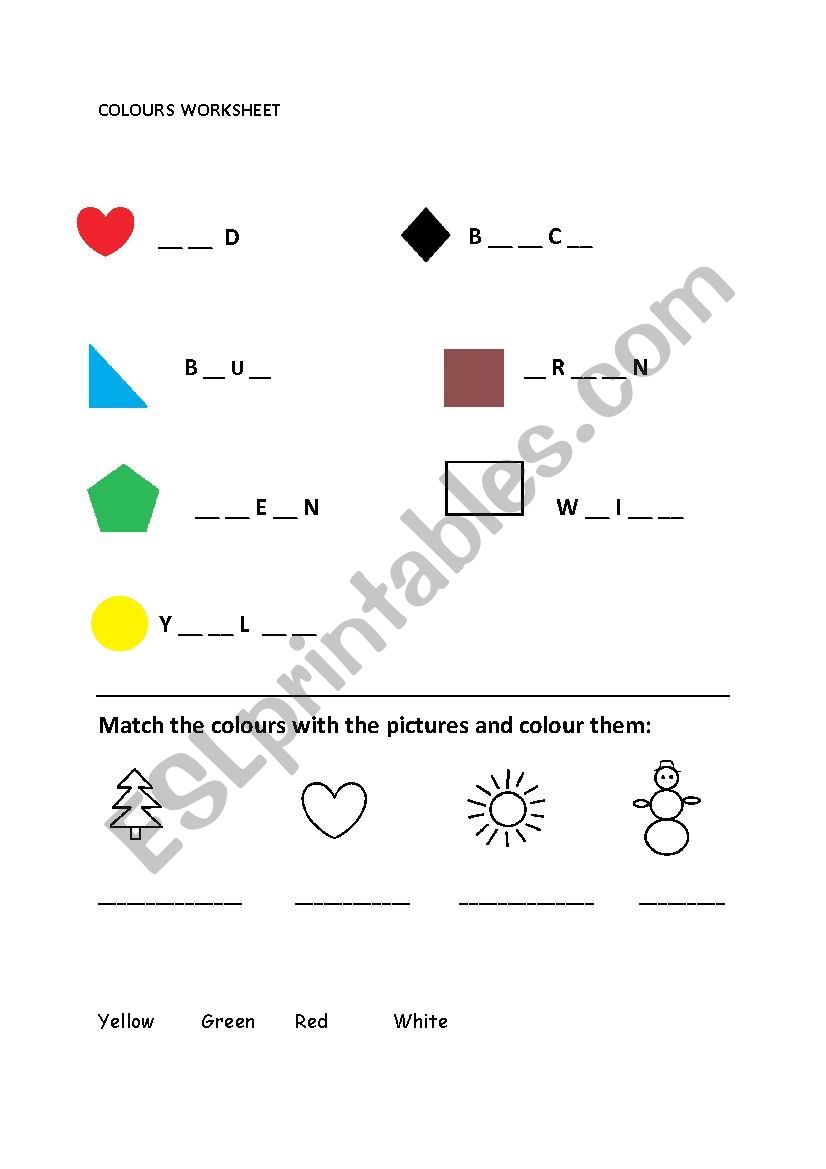 Colour worksheet worksheet
