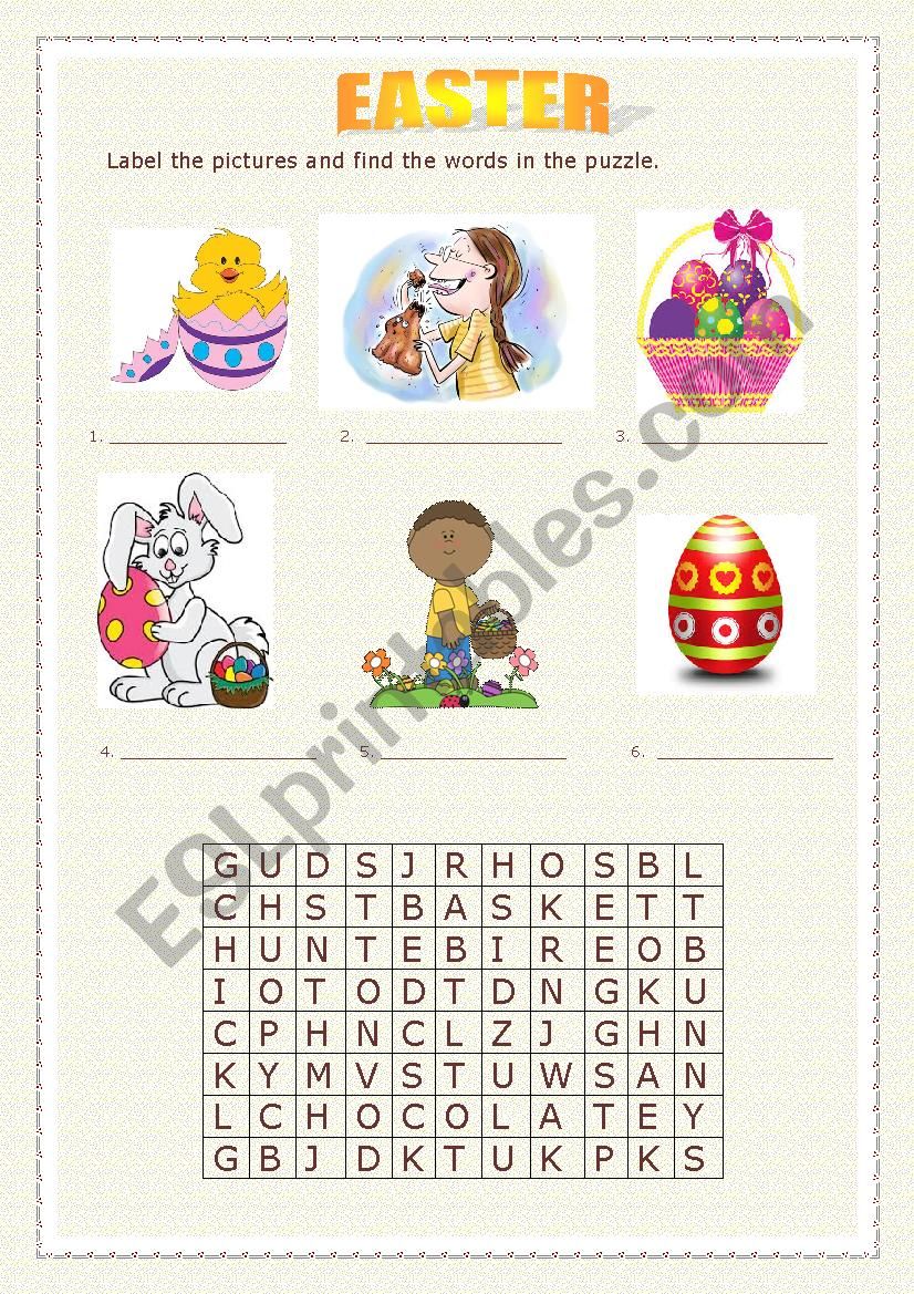 EASTER pictures and word search