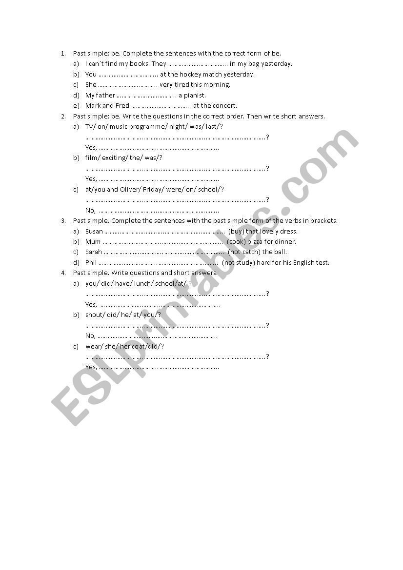 Past Simple worksheet