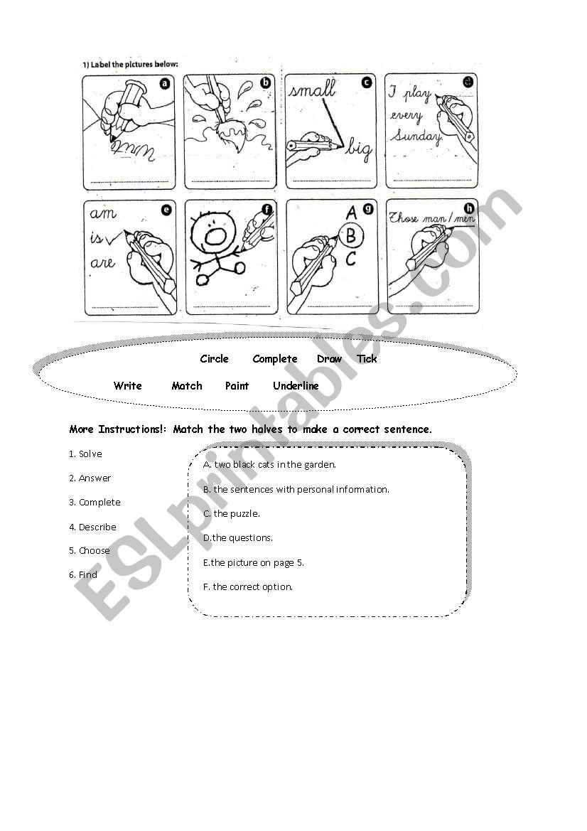 Giving Instructions worksheet