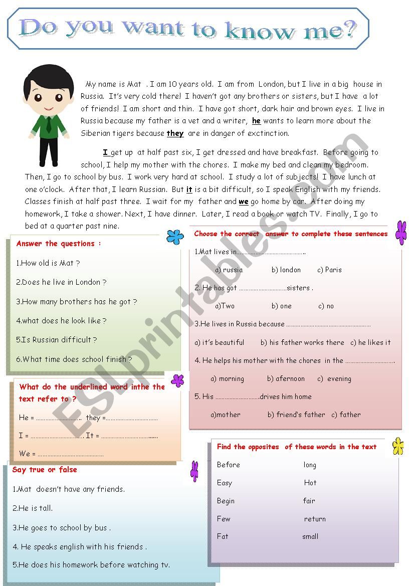 Do you want to know me? worksheet