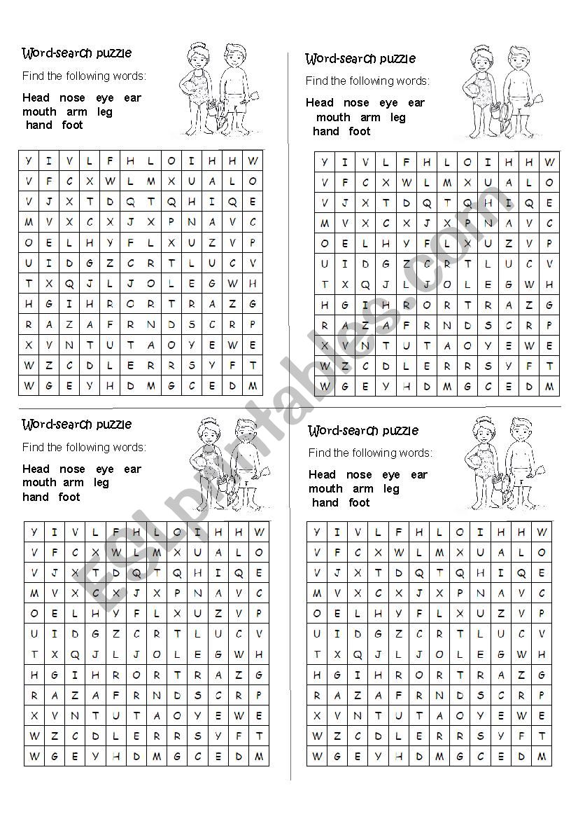 Word-search puzzle: body parts