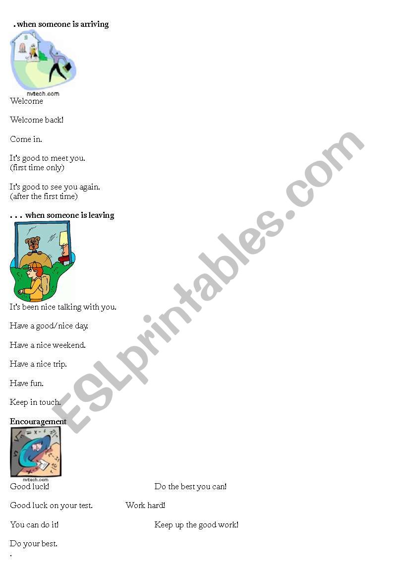 Greetings/ common phrases worksheet