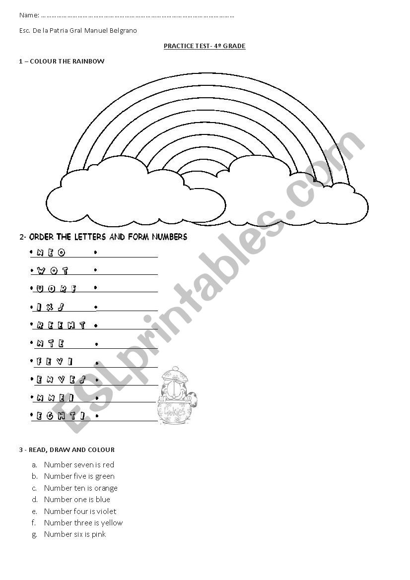 Test for primary students worksheet