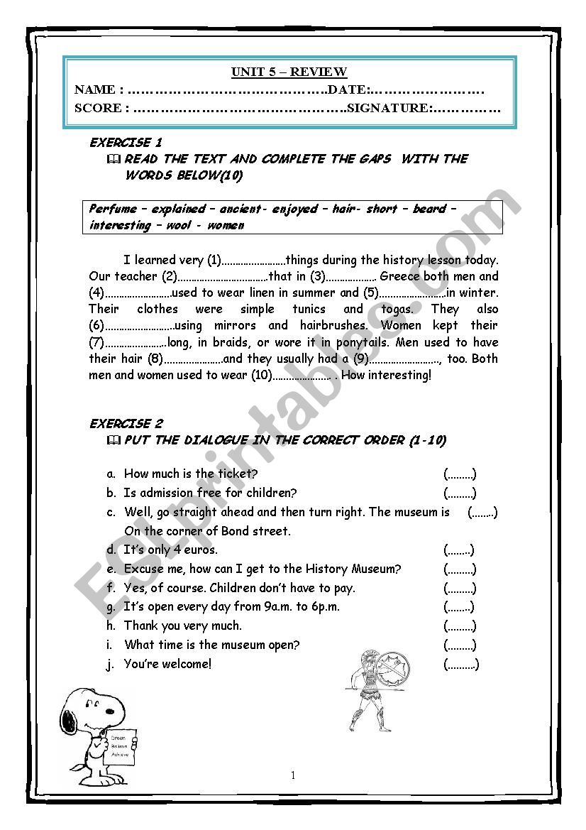 Review  worksheet