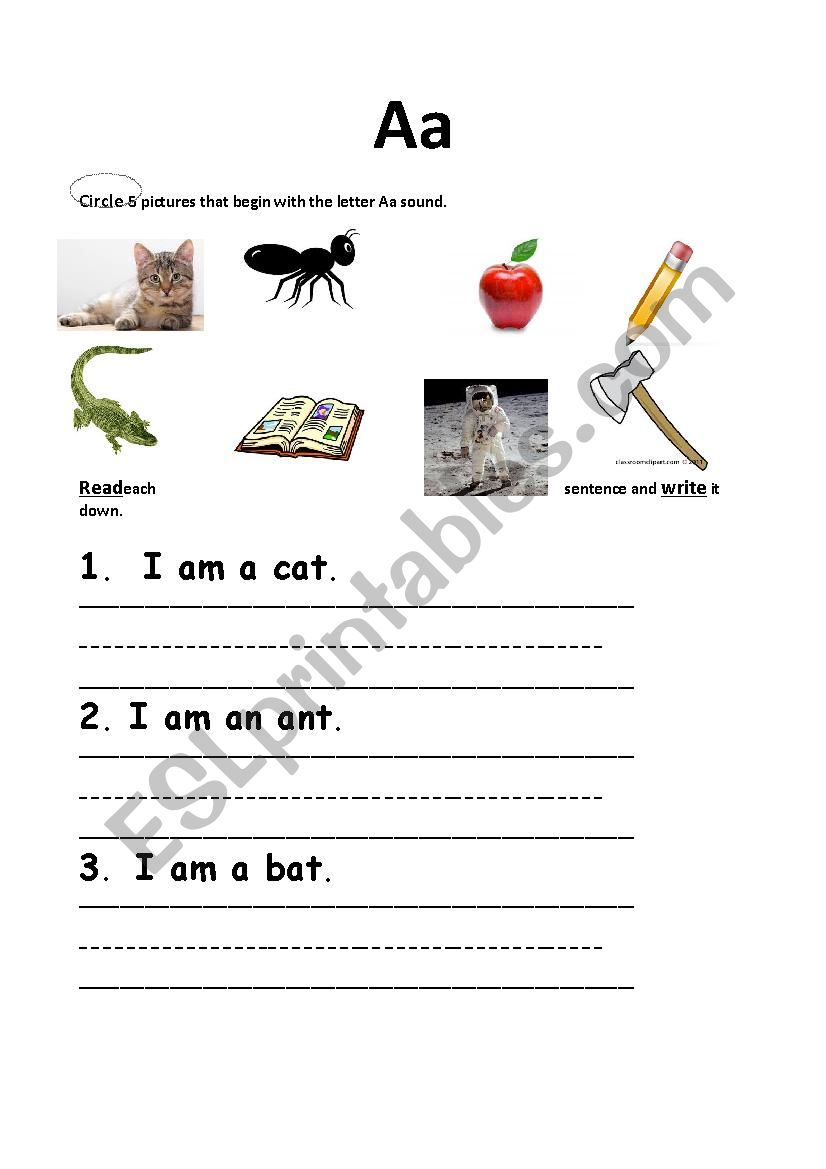 Letter Aa Sound worksheet