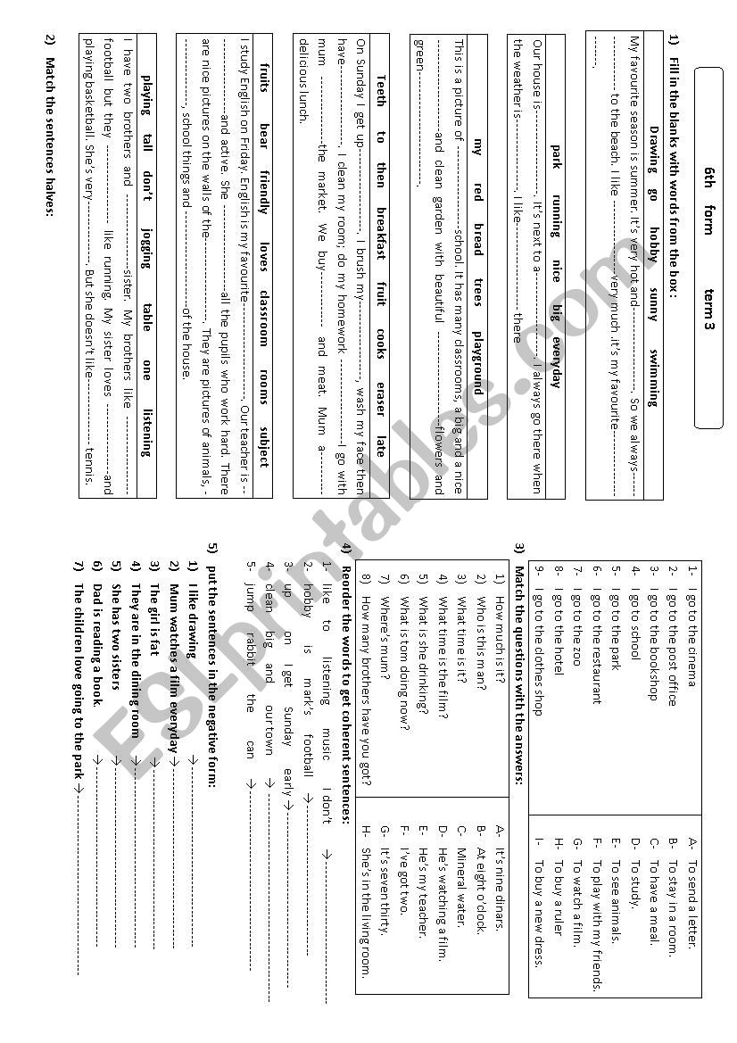 6th form language activities  worksheet