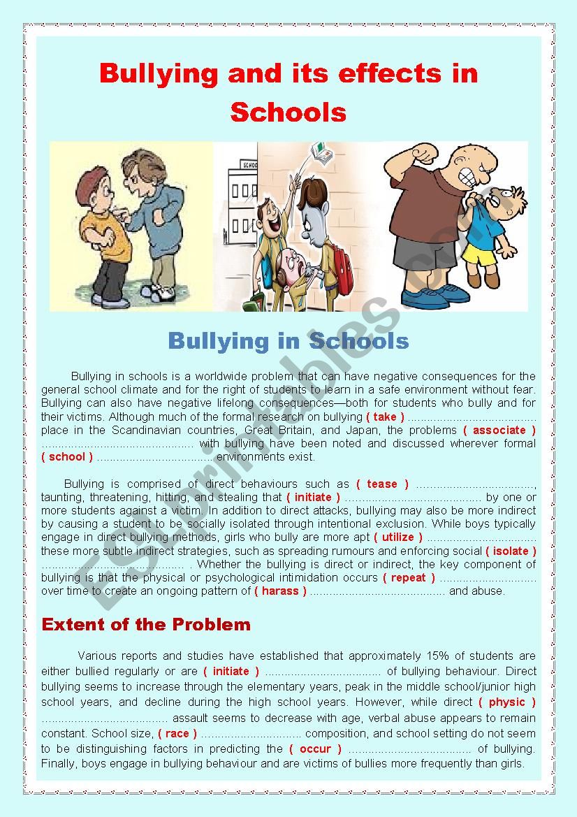 Bullying and its effects in Schools