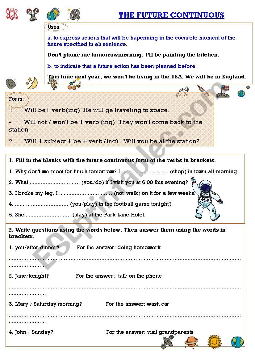 Future Continuous worksheet