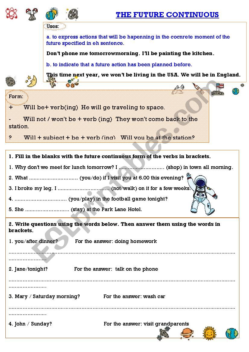 Future Continuous worksheet