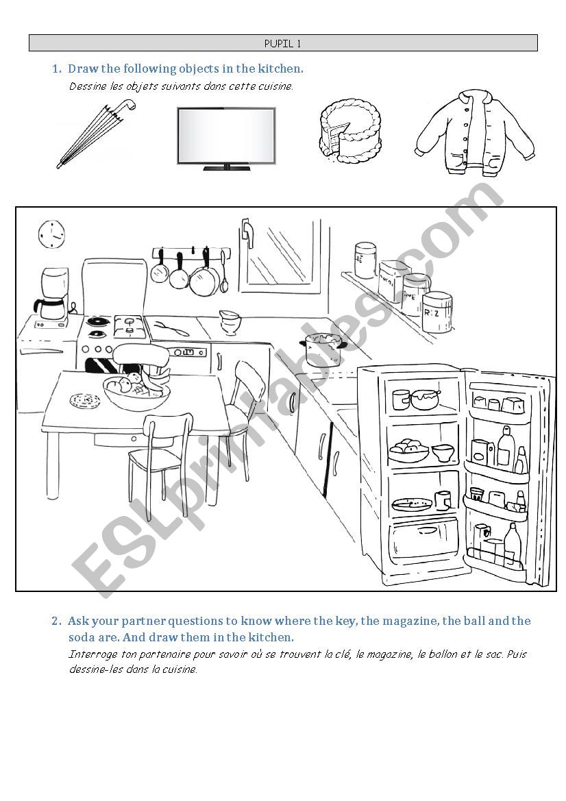 Locating things pair work worksheet