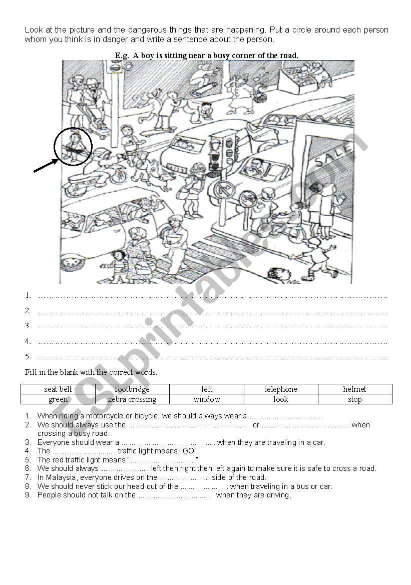 road safety worksheet